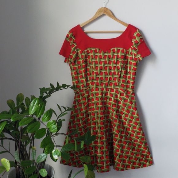 Handmade African Ethnic Skater Circle Skirt Dress - Picture 2 of 7